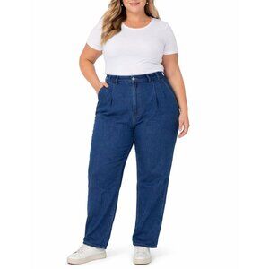 Calvin Klein Womens High-Waisted Tapered-Leg Denim Jeans Size 14 Medium Wash New